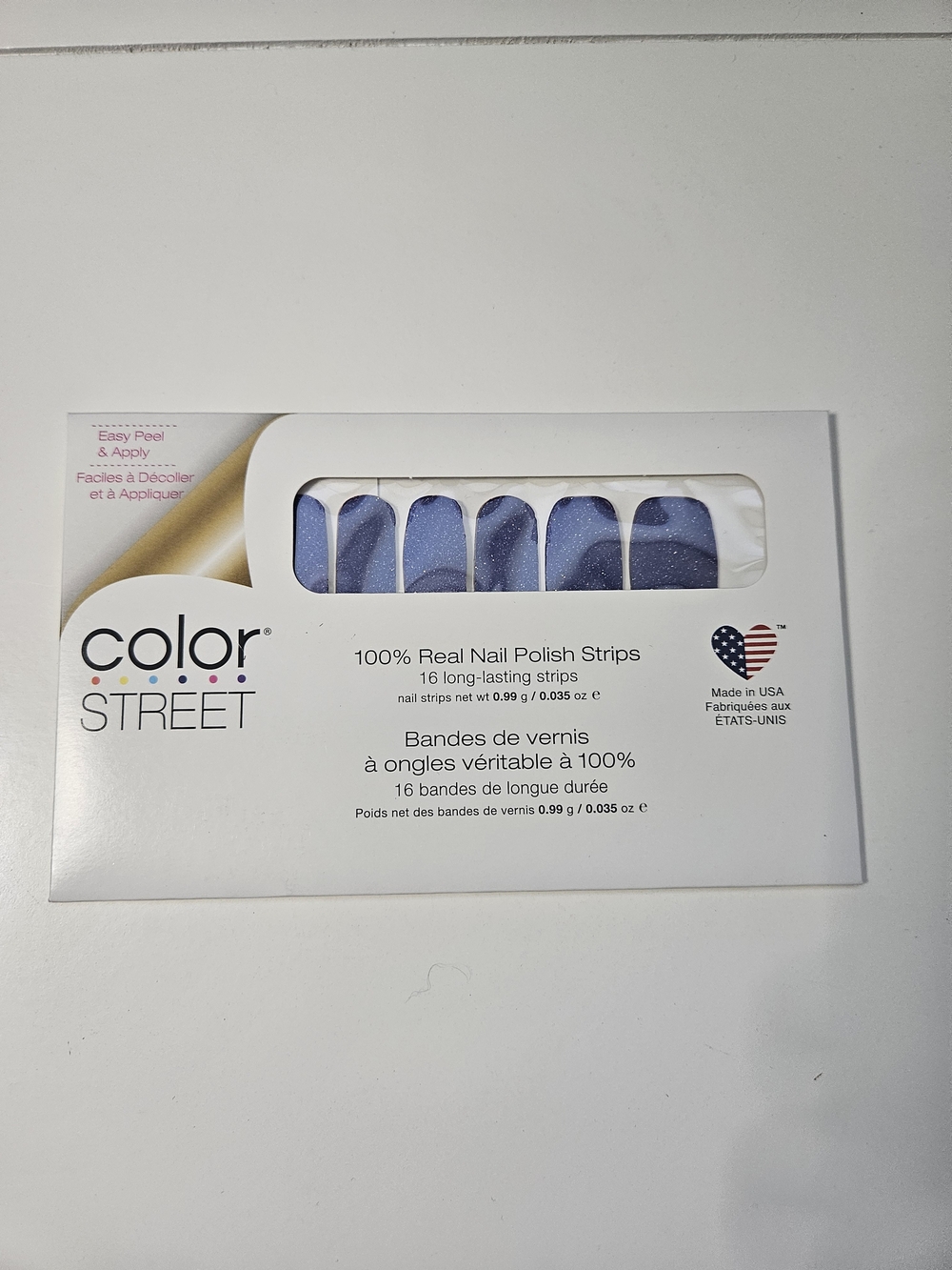 Color Street Glittery Periwinkle Blue Nail Polish Strips